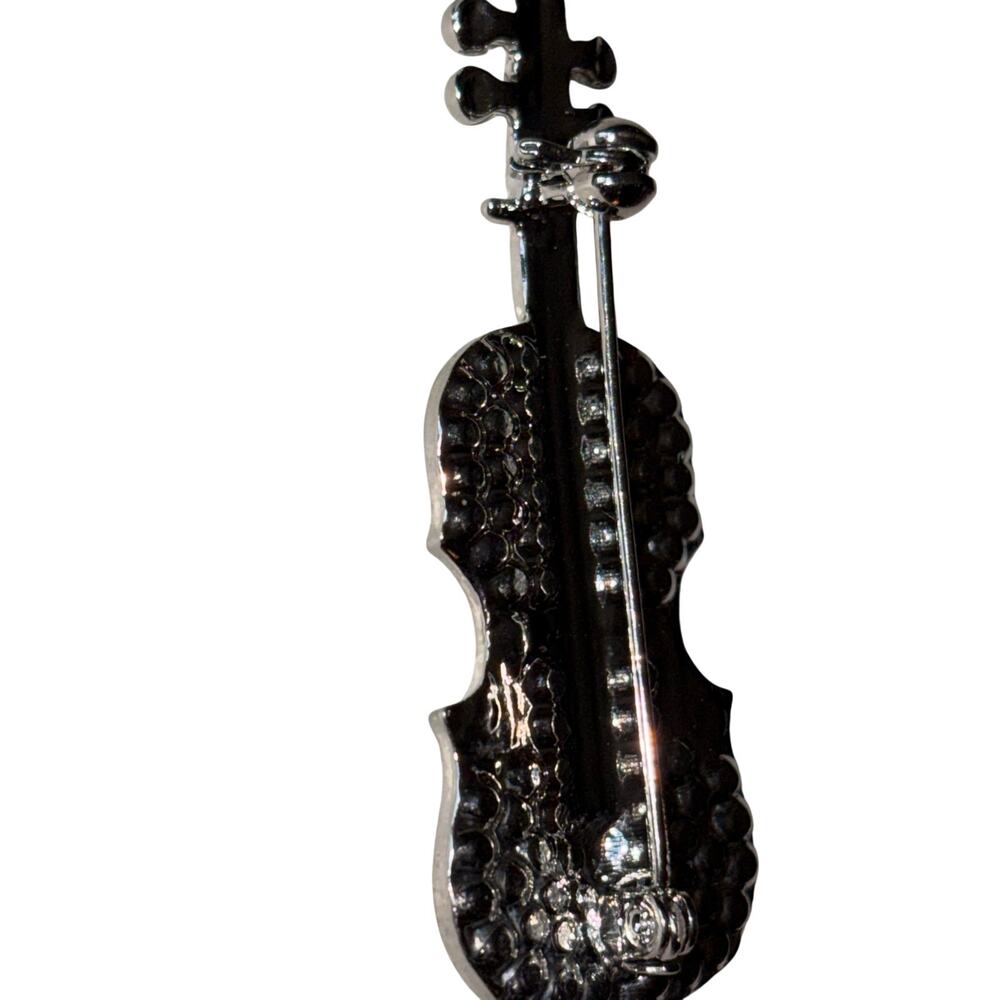 Crystal Rhinestone Violin Brooch Pin - Picture 6 of 8